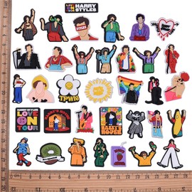 46PCS Harry Singer Shoe Charms, Harry House Shoe Pins Accessories for Clog Bubble Slides, Harry Singer Birthday Gift Party Supplies Kid Boy Girl Women Men