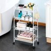 TOOLF 4-Tier Rolling Cart, Metal Utility Cart with 3 Hooks,