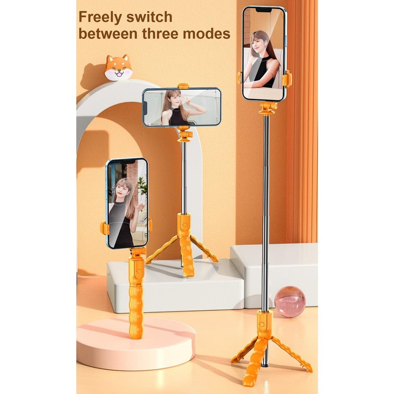 Cute Cartoon Puppy Selfie Stick Tripod 26.4 Inch Extendable Handheld