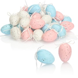 com-four® Hanging Easter Eggs - Easter Decoration with Natural Pattern - Decorative Easter Eggs with Bird’s Egg Design