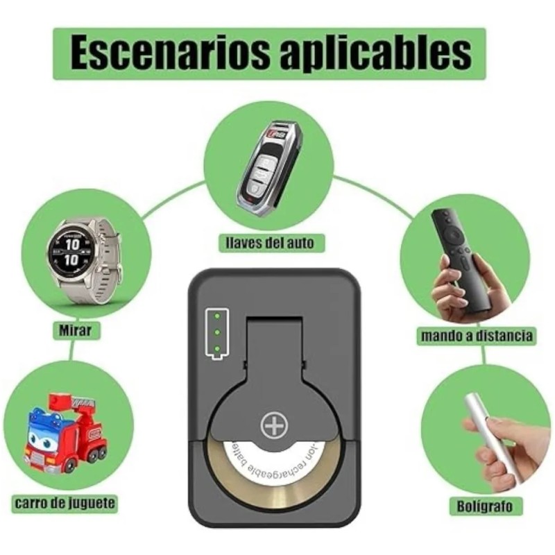 Cargador Pila Botón +2pilas Recargables Lir2032-2025-2016usb