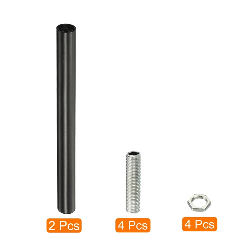 MECCANIXITY 2-Pack Black Iron Electroplated M10 Threaded Extension Rods for