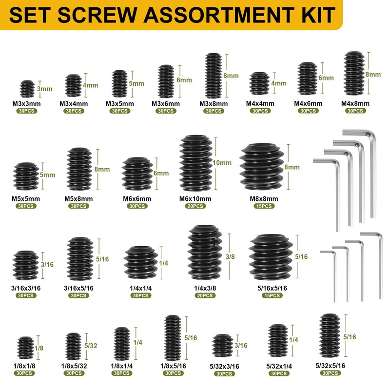 SVLING Set Screw Assortment Kit 700PCS, 25 Sizes Metric and