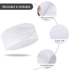 KinHwa Headbands for Washing Face Non-slip Make-up Headwraps Adjustable Hair Bands Fits All Head Sizes Perfect for Sports, Yoga, Workout or Bath 3 Pack - White