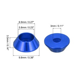 MECCANIXITY M3 Cone Cup Washers,Anodized Aluminum Gaskets Cup Head Washer Gasket for Screw RC/FPV/PC/Drone/Mechanical Accessories Model Parts, Pack of 60 (Dark Blue)