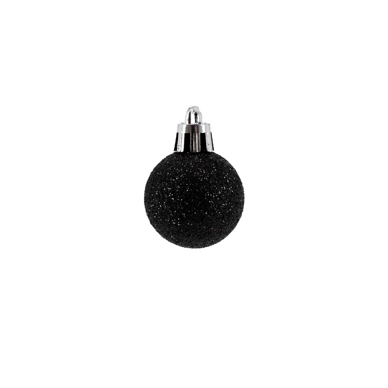 Plastic Christmas Baubles Black - Pack of 24 Diameter 3