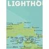 Best Maps Ever Michigan Lighthouses Checklist 18x24 Poster (Green &