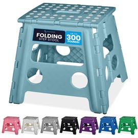 Handy Laundry Folding Lightweight Step Stool is Sturdy Enough to Support Adults and Safe Enough for Kids. Opens Easy with One Flip. Great for Kitchen, Bathroom or Bedroom. (Teal - 13 inch)