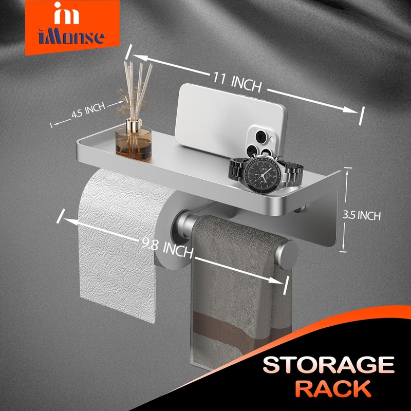 Double Toilet Paper Holder with Shelf, iMonse Paper Towel Holder