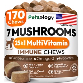 Turkey Tail Mushroom for Dogs - 170 Chews - Lion’s Mane - Shiitake - Reishi - Buddy Immune Support Guard - Mushroom Supplement for Dogs Lumps and Bumps Glucosamine, Health Vitamins Multivitamin