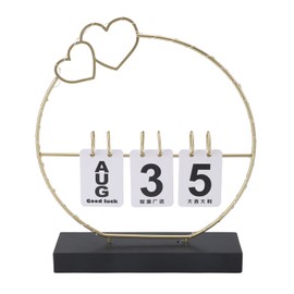 Perpetual Flip Calendar with LED Light Durable Construction Metal Art Desk Decor Calendars for Home Dorm Desk Black Heart Calendar