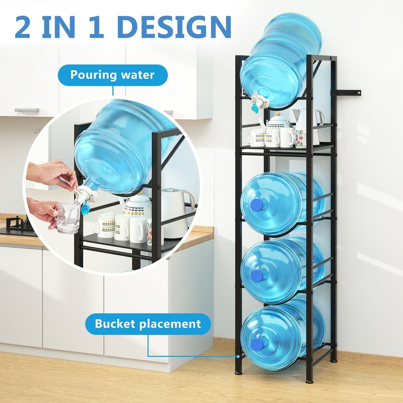 Eocnrhe 2-In-1 5 Gallon Water Jug Holder, 5 Tier Water