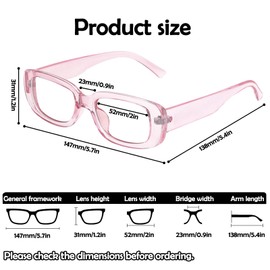 Miwasion Blue Light Blocking Glasses,Rectangle Fashion Retro Frame,Anti Glare UV Ray Computer/TV/Gaming/Phones Anti Eyestrain Glasses for Women Men(Pink)