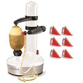 Starfrit Rotato Express 2.0 + 6 Replacement Blades | Updated Model - Electric Peeler (White)