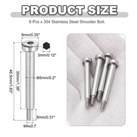 MECCANIXITY 8 Pcs 304 Stainless Steel Shoulder Bolt 5mm Shoulder Dia 35mm Shoulder Length M4x0.7 Thread Hex Socket Shoulder Bolts for Hydraulic Injection Molding Machinery Industries