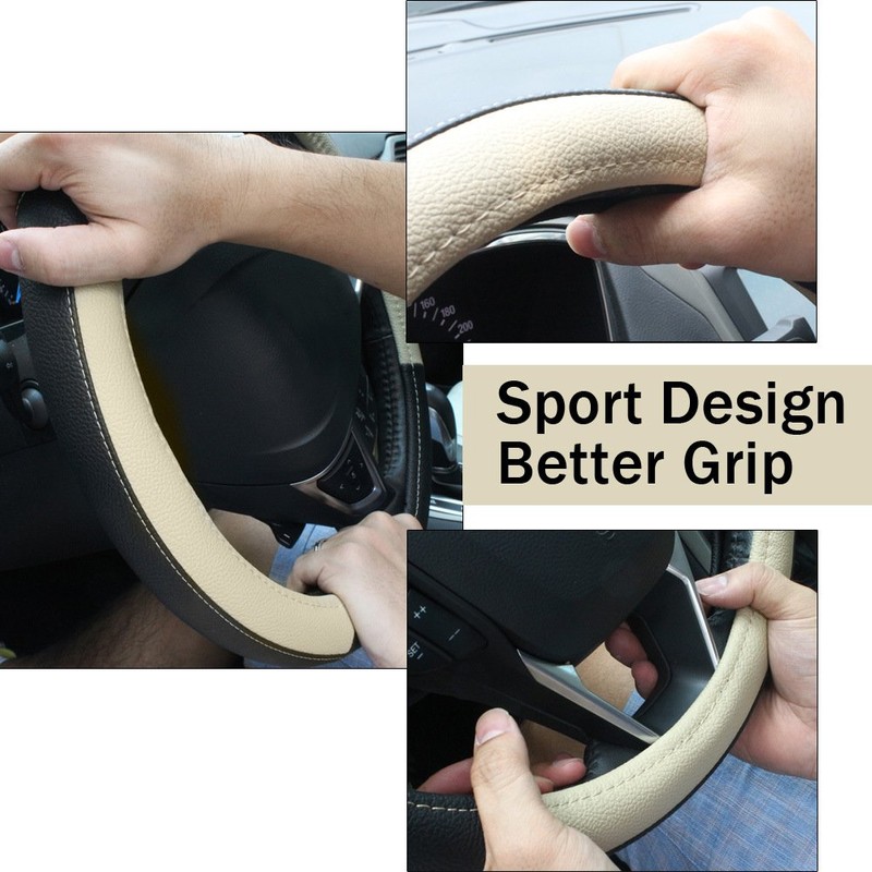 SEG Direct Car Steering Wheel Cover Universal Standard Size 14.5-15