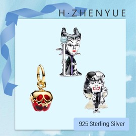 H.ZHENYUE Pendant Charms 925 Sterling Silver Animal Love Heros with Cubic Zirconia for European Bracelets and Necklaces, Jewellery Gift for Christmas, Valentine's Day, Mother's Day, Pack of 3, Silver