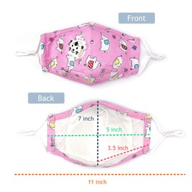 Kids Children Premium Cotton Reusable Washable Mask with Breather Valve & Filter Pocket (PINK)