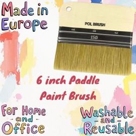 6 Inch Flat Paddle Paint Brush - High European Quality - Natural Bristles No Handle - for Home, Wood, Walls, Art, Trim & Furniture - for Acrylic, Oil, Stain, Chalk & Latex Paints