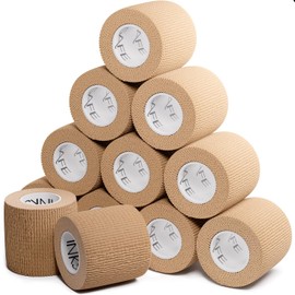Tan Self Adherent Cohesive Bandages 5cm x 4.5m Box of 12 - Uses Include Vet Wrap, Tape for Wrist and Ankle Sprains