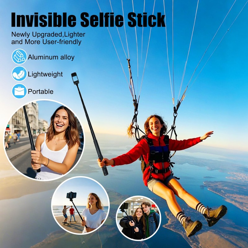 HAFOKO Adjustable Extension Rod 29 Inch Selfie Stick Handle Mount