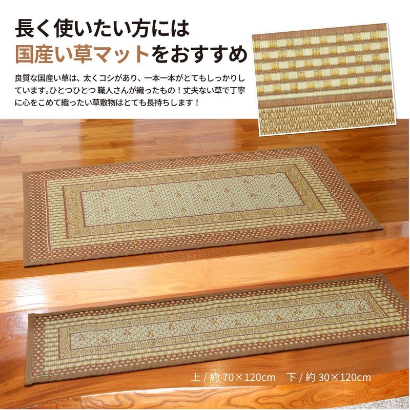 Hagiwara Domestic Grass Entrance Mat, Backing, Blue, Approx. 11.8 x