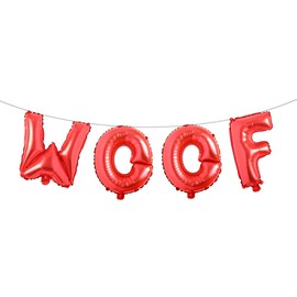 Animal Dog Birthday Party Supplies, WOOF Letter Balloons,Pet Happy Birthday Banner for Dog Birthday Party decoration banner (WOOF Red)