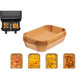 AL-FAHMI Air Fryer Liners Disposable Paper Non Stick Parchment for Ninja Dual Disposable Parchment Paper Liner, Compatible with Ninja, Salter, Tower and Other Dual (150PCS 22cm x 14cm)