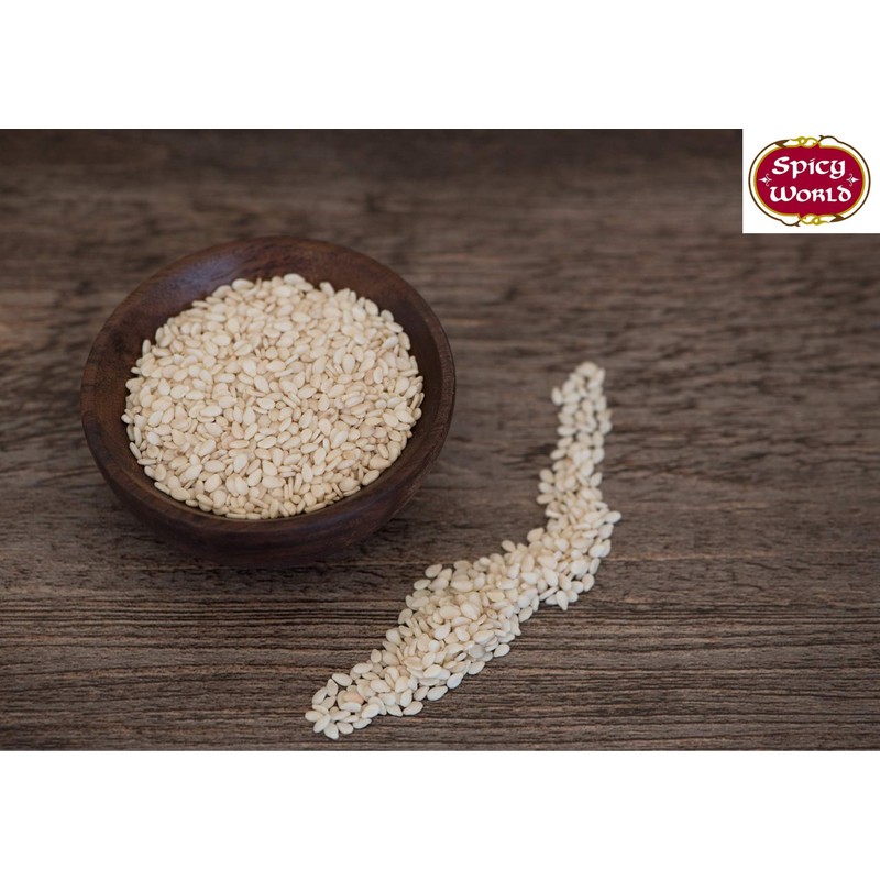 Spicy World White Sesame Seeds 5 Pound Bulk Bag -