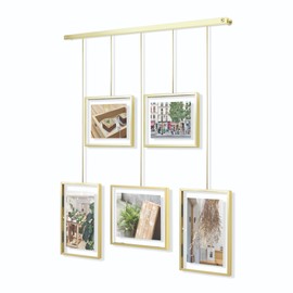 Umbra Exhibit Adjustable Photo Display – DIY Collage Set Mounts in Various Layouts Horizontally and at Different Angles - Holds 5 Picture Frames for Photos, Prints, Artwork and More, 4 by 6 inch and 5
