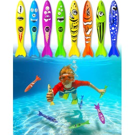 Pool Toys for Kids Ages 4-8, Swimming Pool Toys, Summer Underwater Pool Toys for Kids Ages 8-12, Training Diving Swim Toys, Diving Pool Toys Gift Set for Kids, Fun Pool Toys for Teens 8 Pcs