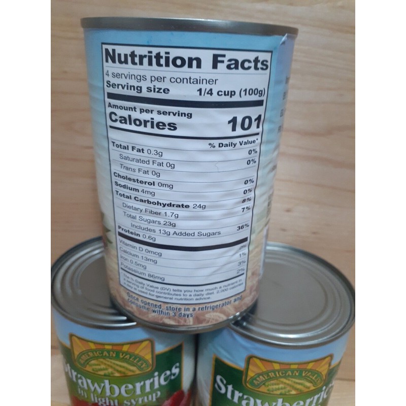 CAN American Valley STRAWBERRIES in light Syrup 15z can ALL