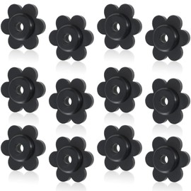 12Pcs Garden Flag Rubber Stoppers, Durable Black Flower Shape Pole Stoppers Small Flag Stand Holder Pole Accessories for Indoor Outdoor Yard