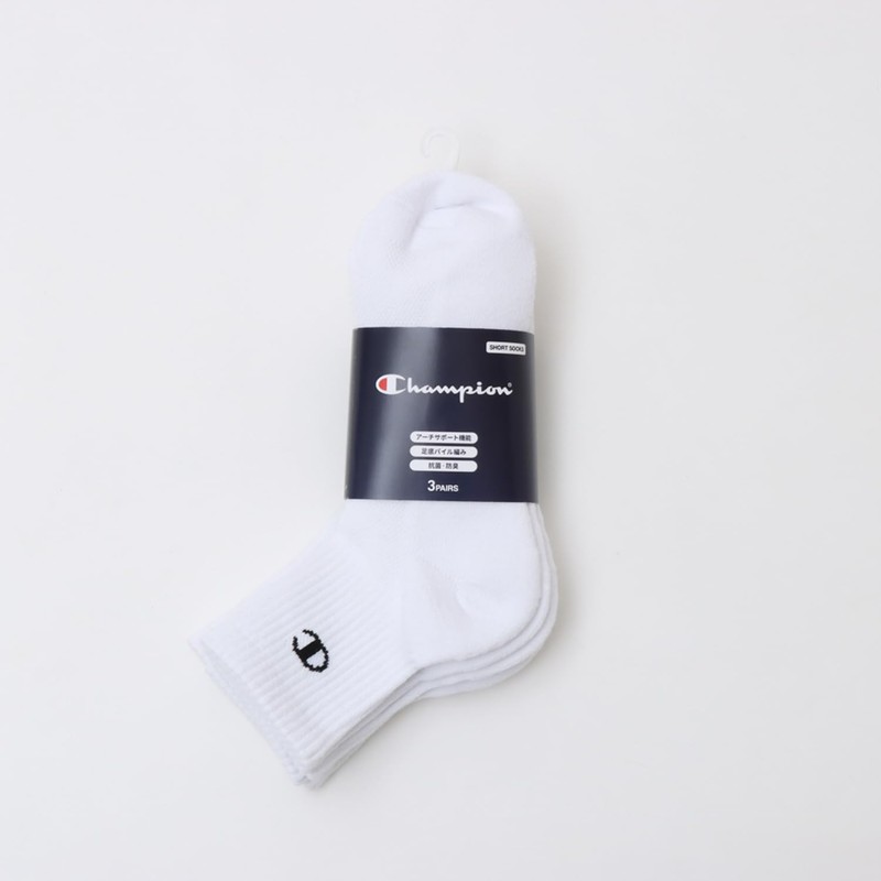 Champion(チャンピオン) Foot Cover Socks, 3-Pack Antibacterial and Odor-Resistant with One-Point