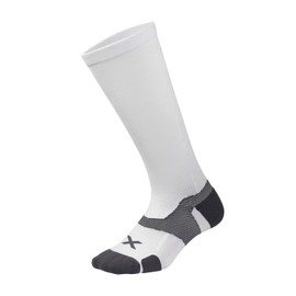 2XU Unisex Vectr Cushion Full Length Socks Compression Sock - White/Grey, L2