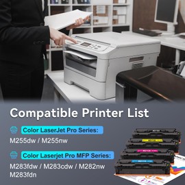 206X Toner Cartridges 4 Pack High Yield (with Chip) Compatible Replacement for 206X 206A HP Toner Cartridge Set for Color Pro MFP M283fdw M283cdw M255dw Printer B/C/M/Y | W2110X Toner