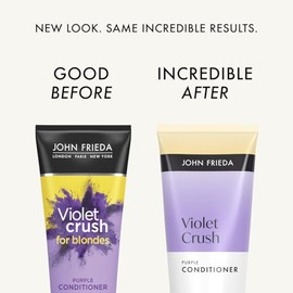 John Frieda Violet Crush Purple Conditioner 250ml. Blonde Hair Toning Care for Soft Feel and Shine Support