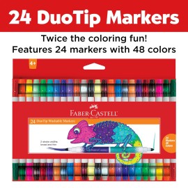Faber-Castell Faber Castell 24 Count Duo Tip Markers 48 Colors Washable Art Markers for Kids