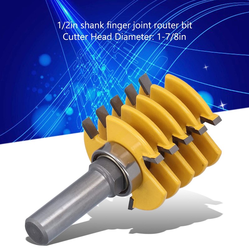 Router Bit, 1/2in Shank Finger Joint Woodworking Alloy Blade Chisel