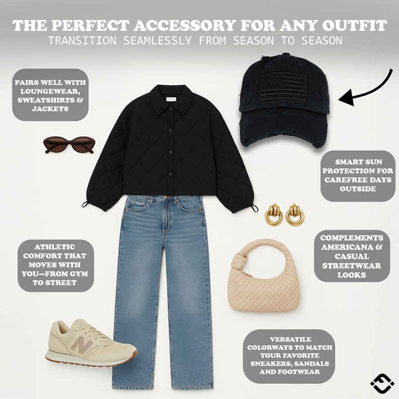 Funky Junque Women's Vintage Distressed Baseball Cap, Happy Camper Hat,