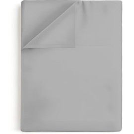 Cal King Size Flat Sheet – 100% Cotton Top Bed Sheet, 400 Thread Count Sateen Weave – Ultra Soft, Cooling, and Breathable - Top Flat Sheet Only - Hotel-Quality Luxury Bedding – (Light Grey)
