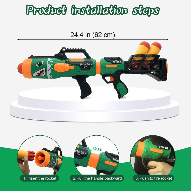 Gantan Toy Rocket Barrel Launcher-Fires Foam Rockets Includes 6 Rockets