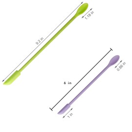 2 Pcs Makeup Spatula, Mini Spatula, Silicone Spatula Set， for Food Jar, Bottles Beauty Products, Get Last Bottom of Bottles，Skincare (2, Multicolor, 6inch,9.2inch)