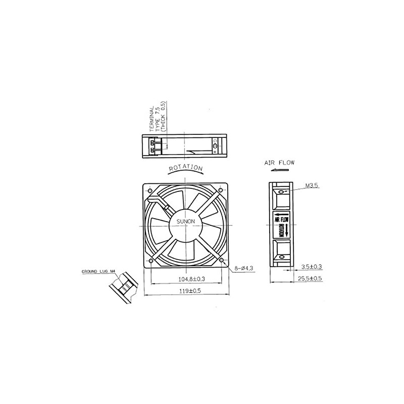 Sunon DP203AT2122LBT Fan 230 V AC 14 W 120 x