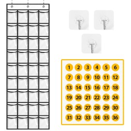 Misslo Narrow Cell Phone Holder Classroom 36 Clear Pockets Calculator Holder for Door P