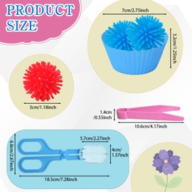 LECEHIVO 188 Pcs Fine Motor Skills Counting Sorting Sensory Toy Set 72 Hedge Ball 5 Tweezer 3 Scissor Clip 18 Sorting Cup 60 Pom Pom 30 Number Ornament for Education Preschool Training