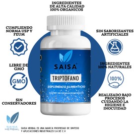 L-triptofano Puro Premium Con 120 Cápsulas Saisa Herbal