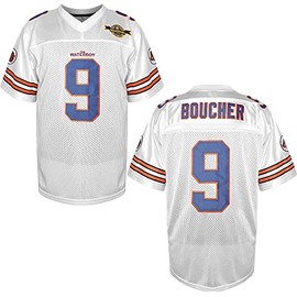 Villa The Waterboy Football Jersey #9 Bobby Boucher 50th Anniversary Stitched Movie Mud Dogs Bourbon Bowl Men Football Jerseys (White, X-Large)
