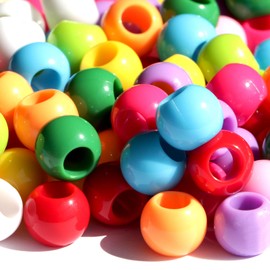 160pcs 12mm Plastics Beads Acrylic Beads Mix 10 Color Large Hole Hair Beads(Hole:5.5mm)