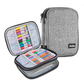 ProCase Crochet Hook Case (Up to 6.5 Inches), Travel Organizer Zipper Bag for Various Crochet Hooks, Circular Knitting Needles and Other Accessories (NO Accessories Included) -Grey